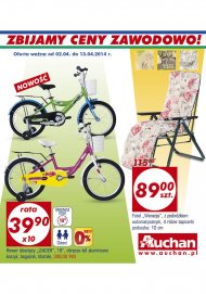 Gazetka Auchan promocje od 2 do 13 kwietnia 2014 meble ogrodowe, rowery