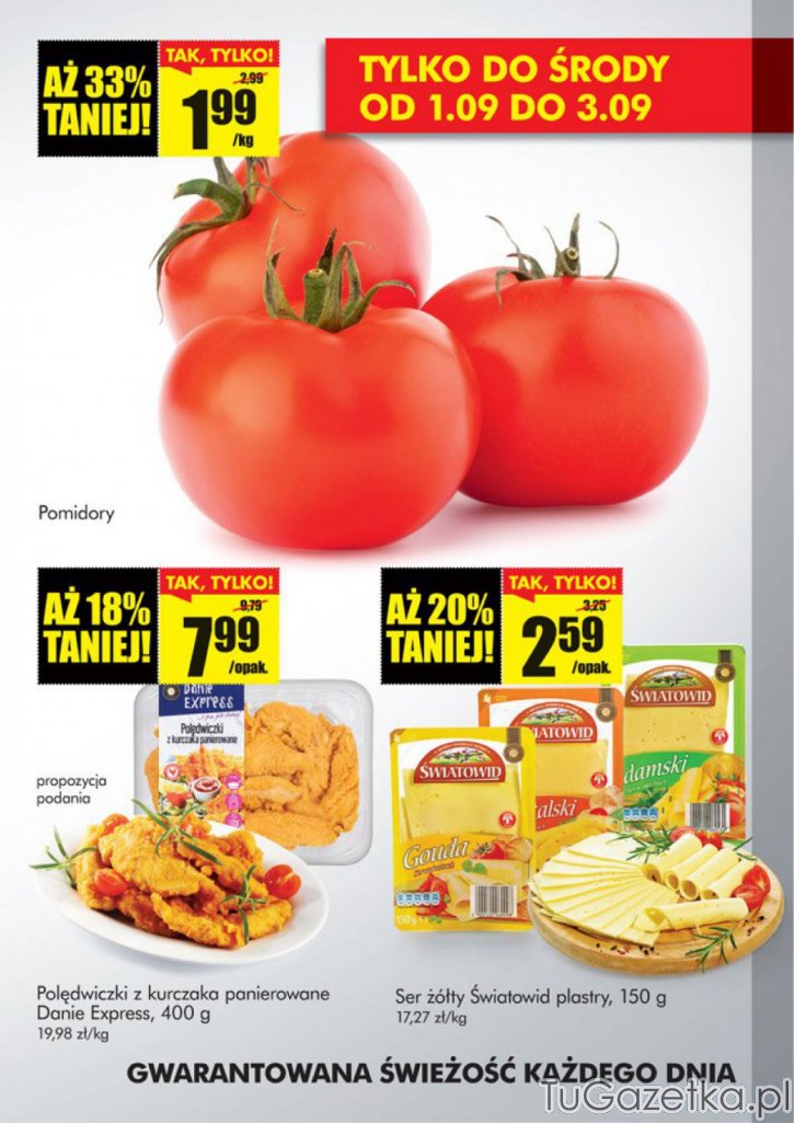 Pomidory, Ser żółty i Danie Ekspres w promocyjnych cenach