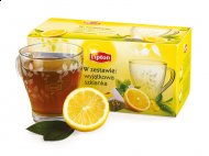 Herbata Lipton Piramidki, zestaw 2x20 torebek ze szklanką, ...