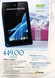 Fajny tablet Acer 7 cali, rozdzielczość WSVGA, dual core, DDR3 512MB