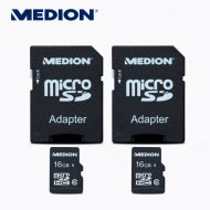 2 karty pamięci micro SDHC 16 GB z 2 adapterami SD š Medion, ...