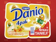 Danone Danio serek , cena 5,39 PLN za 4x140 g/ 1 opak., 1kg=9,63 ...