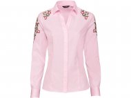 Koszula , cena 49,99 PLN. Różowa koszula z aplikacją kwiatów ...