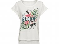 T-shirt biały z nadrukiem z motywem roślinnym, cena 19,99 ...