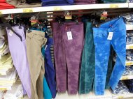 Spodnie damskie z efektem sprania w kolorze fioletowym, morskim ...