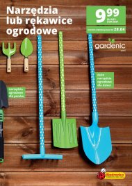 Zestaw małych narzędzi ogrodowych w kolorze zielonym z drewnianą ...