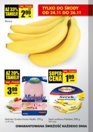 W Biedronce promocje na banany, mielonkę tyrolską, serek waniliowy.