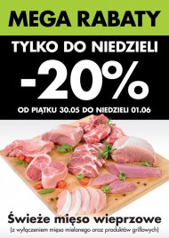 Do niedzieli 01.06 świeże mięso wieprzowe tańsze o 20%.