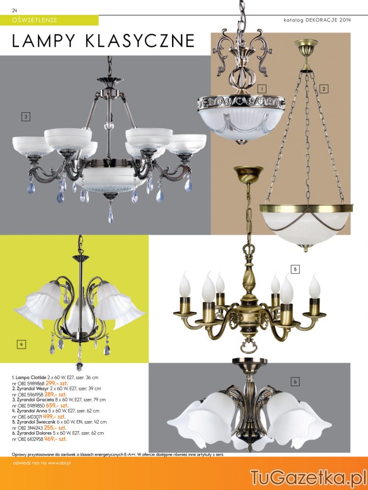 Lampy klasyczne z żarówkami stojącymi lub wiszącymi.