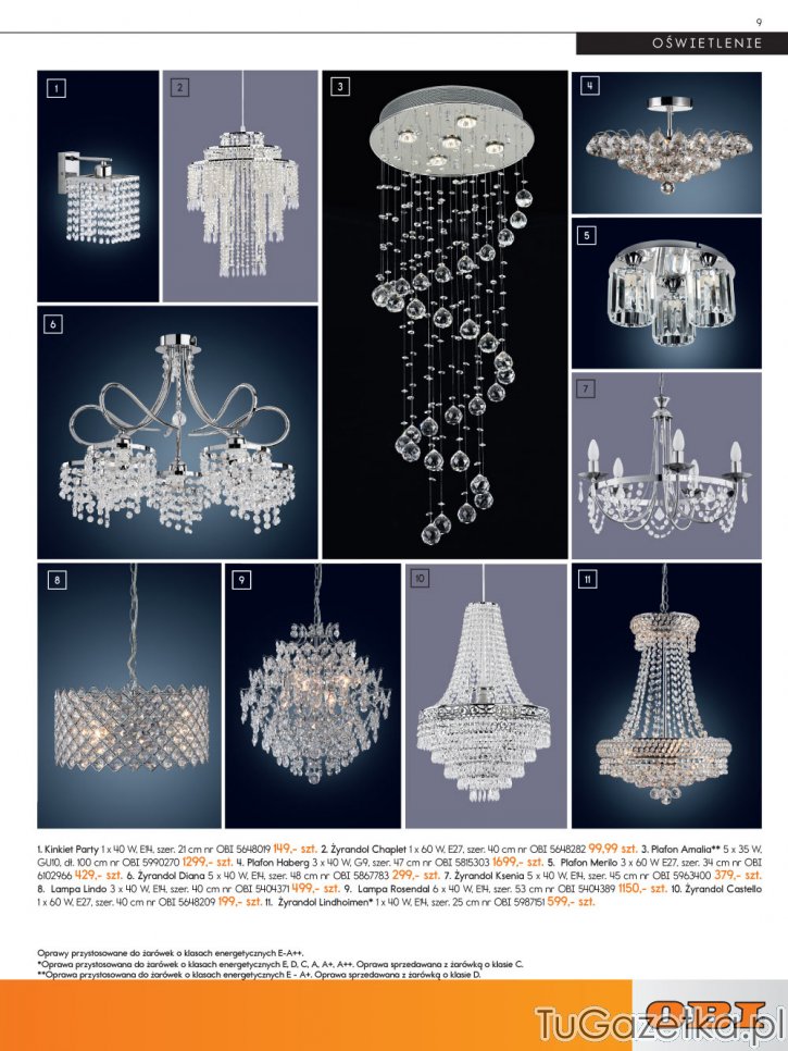 Lampy sufitowe zdobione kryształkami
