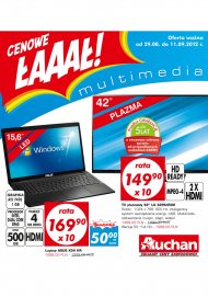 Gazetka Auchan promocje od 2012.08.29 do 11 września. Telewizor laptop tablet konsola aparaty fotograficzne