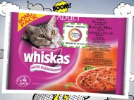 Whiskas karma dla kotów , cena 4,79 PLN za 4 x 100g, 1kg = ...