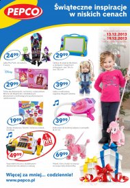 Zabawki, odzież dziecięca, choinka Gazetka Pepco promocje od 13 do 19 grudnia 2013